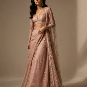 Soft Mauve Pink draped lehenga